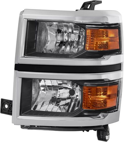 MOSTPLUS Pair Headlight Assembly Compatible with 2014 2015 Chevy Chevrolet Silverado 1500 Headlights Headlamps with Black Housing Clear Lens in Saudi Arabia