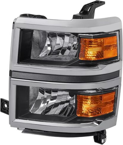 MOSTPLUS Pair Headlight Assembly Compatible with 2014 2015 Chevy Chevrolet Silverado 1500 Headlights Headlamps with Black Housing Clear Lens in Saudi Arabia