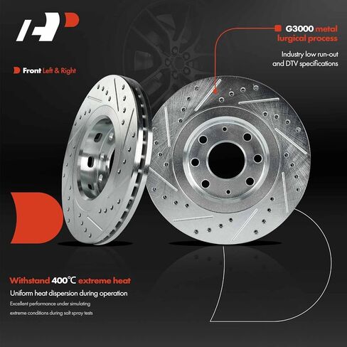 A-Premium 10.08 inch (256.00mm) Front Vented Disc Brake Rotors Compatible with Chevrolet, Suzuki, Pontiac Models - Spark, Spark EV, Aveo, Aveo5, Swift, Swift+, Wave, Wave5, G3, G3 Wave, 2-PC Set in Saudi Arabia