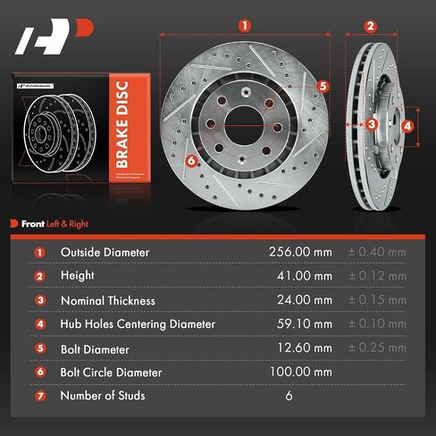A-Premium 10.08 inch (256.00mm) Front Vented Disc Brake Rotors Compatible with Chevrolet, Suzuki, Pontiac Models - Spark, Spark EV, Aveo, Aveo5, Swift, Swift+, Wave, Wave5, G3, G3 Wave, 2-PC Set in Saudi Arabia