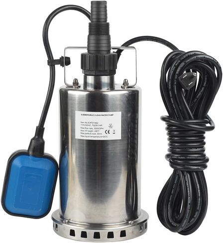 Sump Pump 1HP Clean/Dirty Submersible Water Pump, Electric Thermoplastic Portable Utility Pump 3900 GPH low suction for Swimming Pool Garden Pond Basement Window Wells with 16.4ft Power Cord in Kuwait