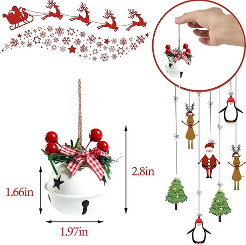 18 قطعة من زخارف أجراس عيد الميلاد باللون الأحمر والأبيض والأخضر، قلادة أجراس شجرة عيد الميلاد، لوازم حفلات أعياد الميلاد لتزيين شجرة عيد الميلاد، إكليل، زخرفة تذكارية للنافذة (مزيج الجرس) in Kuwait