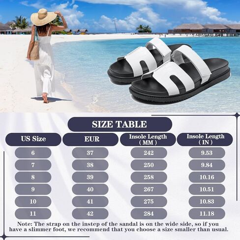 صندل شريحة للسيدات من Zeenxiuya مع الفيلكرو القابل للتعديل ، شرائح الشاطئ الصيفية القابلة للضبط ، زلة وسادة خفيفة الوزن على حلقة صغيرة من الجلد in Kuwait