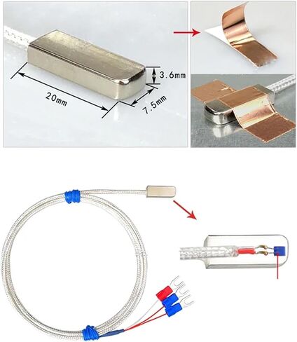 Stainless Steel PT100K Pasted Type Surface Measurement Patch Temperature Sensor 1-20m Shielded Cable 3 Wire Thermal Resistance(K-Type-Cable 10m) in Saudi Arabia