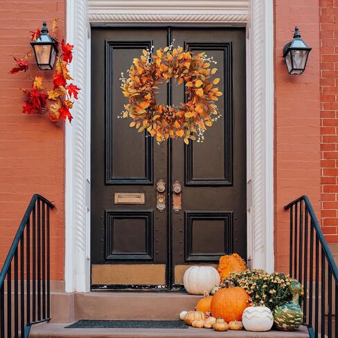 Sggvecsy 22 Inch Artificial Christmas Wreath for Front Door Xmas Red Berry Wreath with Pine Needles Pine Cones Eucalyptus Leaves Christmas Decorations for Winter Wall Outdoor Home Holiday Xmas Decor in Saudi Arabia