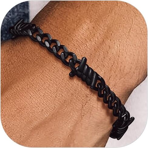 Bandmax الأسلاك الشائكة سلسلة أساور للرجال النساء الفولاذ المقاوم للصدأ / أسود / الذهب شوكة الكوبية ربط سلاسل سوار قابل للتعديل الشرير ايمو نمط مجوهرات in Kuwait