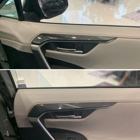 ملحقات السيارة مناسبة لتويوتا RAV4 2019-2023 ABS لوحة الباب الداخلي مسند الذراع العلوي الزخارف 4 قطعة (ألياف الكربون) in Kuwait