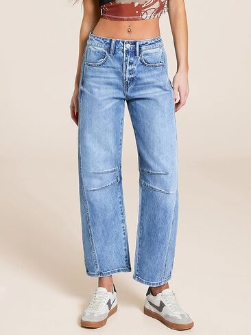 EIMMOL Straight Leg Jeans for Women Fall Fashion Cropped Mid-Rise Boyfriend Micro Stretchy Denim Ankle Pants in Kuwait