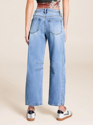 EIMMOL Straight Leg Jeans for Women Fall Fashion Cropped Mid-Rise Boyfriend Micro Stretchy Denim Ankle Pants in Kuwait