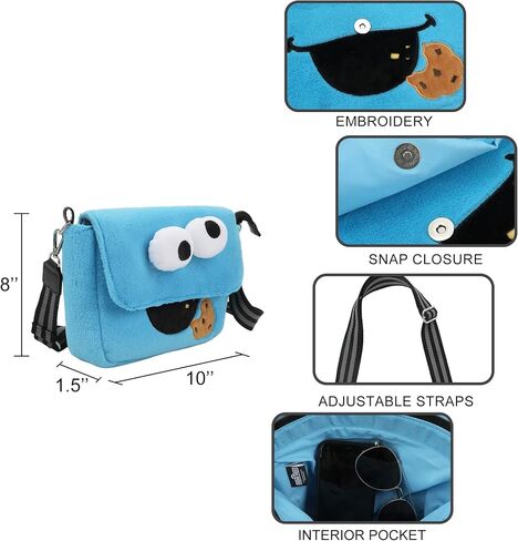 Sesame Street Cookie Monster 26 CM Plush Women's Crossbody Bag in Saudi Arabia