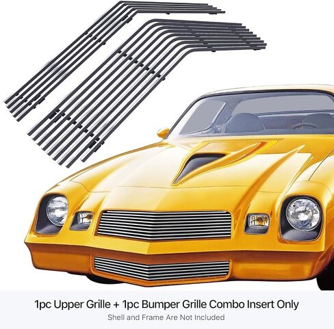 مجموعة شواية أفقية من الفولاذ المقاوم للصدأ فضية اللون من APS متوافقة مع Chevy Camaro 1978 1979 1980 1981 المصد السفلي الرئيسي N19-C43018C in Saudi Arabia