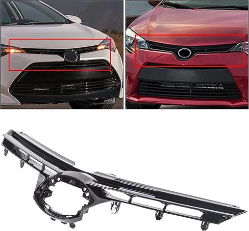 ECOTRIC Front Bumper Upper Hood Grille Compatible with 2017-2019 Toyota Corolla Base CE LE L XLE Sedan 4-door Black Replacement For 5311102B00 in Saudi Arabia