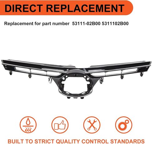 ECOTRIC Front Bumper Upper Hood Grille Compatible with 2017-2019 Toyota Corolla Base CE LE L XLE Sedan 4-door Black Replacement For 5311102B00 in Saudi Arabia