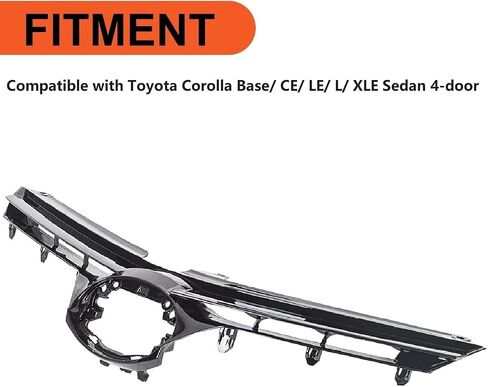 ECOTRIC Front Bumper Upper Hood Grille Compatible with 2017-2019 Toyota Corolla Base CE LE L XLE Sedan 4-door Black Replacement For 5311102B00 in Saudi Arabia