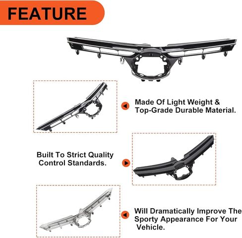 ECOTRIC Front Bumper Upper Hood Grille Compatible with 2017-2019 Toyota Corolla Base CE LE L XLE Sedan 4-door Black Replacement For 5311102B00 in Saudi Arabia
