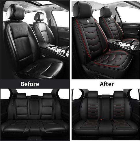 لأغطية مقاعد السيارة Toyota Corolla S 2001-2013، أغطية مقاعد السيارة بخطوط حمراء، جلد صناعي مقاوم للماء، مجموعة كاملة من 5 مقاعد، سهلة التنظيف والتركيب، غير قابلة للانزلاق، حماية وترقية المقاعد in Kuwait