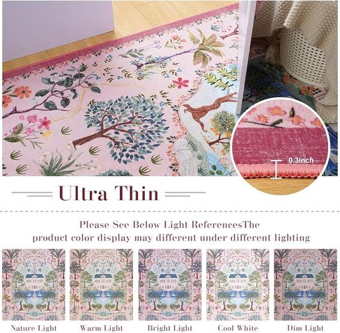 Vasofe 3x5 Rug, Pink Washable Rugs for Entryway, Girls Bedroom, Laundry Room,Indoor Floor Mat, Modern Jungle Animal Floral Mats for Living Room, Nursery, Farmhouse,Non Slip Low Pile Soft Carpet in Saudi Arabia