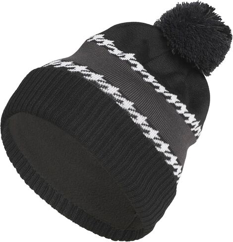 قبعة Adidas Golf للرجال Standard Cold.RDY 3-Stripes Golf Pom Beanie، أسود in Saudi Arabia