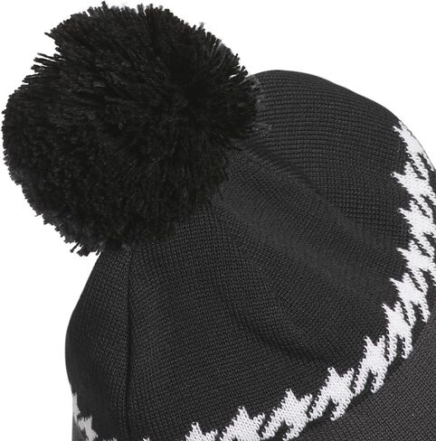 قبعة Adidas Golf للرجال Standard Cold.RDY 3-Stripes Golf Pom Beanie، أسود in Saudi Arabia