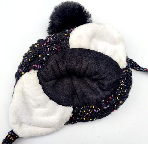 HUAMULAN النساء الشتاء شيربا قبعات صغيرة متماسكة الأذن اللوحات بيرو غطاء آذان صوف مبطن رقيق تزلج الثلوج قبعة Pompom in Kuwait