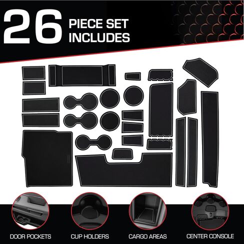 CupHolderHero يناسب ملحقات RAM 1500 2013-2024 الداخلية المخصصة الممتازة غير القابلة للانزلاق المضادة للغبار حامل الأكواب، سجادات بطانة وحدة التحكم المركزية، جيب الباب مجموعة 44 قطعة (كابينة الطاقم مع مقاعد دلو) (تقليم رمادي) in Saudi Arabia
