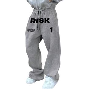 Men's Graphic Wide Leg Sweatpants Drawstring Waist Drippy Casual Pants with Pockets in Saudi Arabia