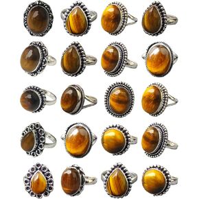 Tiger Eye Rings, Wholesale Gemstone Rings, Bulk Silver Plated Rings, Wholesale Tiger Eye Rings, Tiger Eye Gemstone Rings, US Size 6-11 in Saudi Arabia