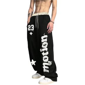 Men's Wide Leg Sweatpants Y2k Letter Graphic Print Stacked Flared Sweatpants Streetwear in Kuwait