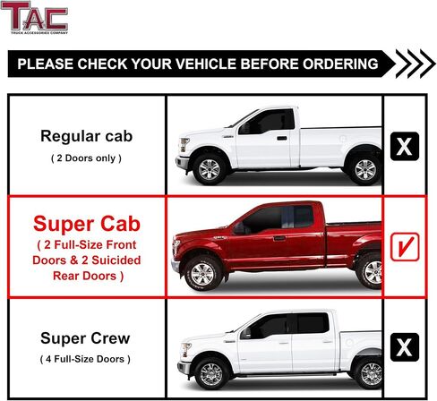 TAC 3 "خطوات جانبية سوداء لامعة متوافقة مع 1999-2016 Ford F250/F350/F450/F550 Super Duty Super Cab لوحات الجري الجانبية والقضبان خطوة القضبان بيك اب شاحنة الملحقات 2PCS in Kuwait