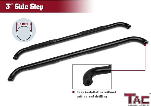 TAC 3 "خطوات جانبية سوداء لامعة متوافقة مع 1999-2016 Ford F250/F350/F450/F550 Super Duty Super Cab لوحات الجري الجانبية والقضبان خطوة القضبان بيك اب شاحنة الملحقات 2PCS in Kuwait