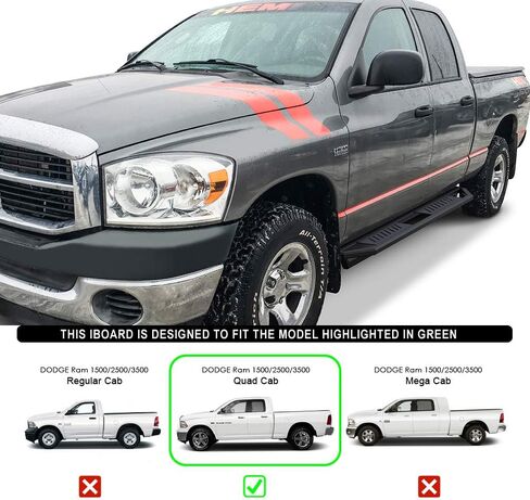 درع HD Ridez Pocket Drop Steps Armor متوافق مع Dodge Ram 1500 2002-2008 Quad Cab و2500 3500 03-09 (باستثناء موديلات Daytona Rumble Bee وSRT-10) (قضبان جانبية لخطوات جانبية من Nerf) in Saudi Arabia