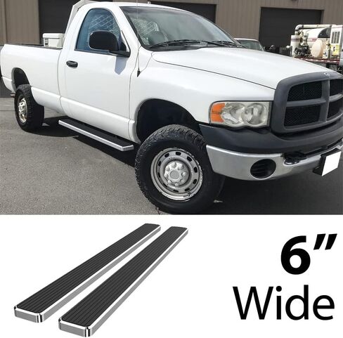 HD Ridez Side Step 6 بوصات مصقولة من الفولاذ المقاوم للصدأ متوافقة مع Dodge Ram 1500 2002-2008 الكابينة العادية ورام 2500 3500 2003-2009 (باستثناء موديلات Daytona Rumble Bee وSRT-10) (قضبان الخطوات الجانبية لشريط Nerf) in Saudi Arabia