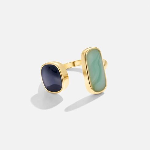 LIU JUN Layered Gold Ring For Women, 14k Gold Plated Enamel Paintings Open Rings Adjustable Fashion Creative Gift Jewelry in Saudi Arabia