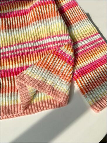 Verdusa Women's Colorful Striped Pullover Sweaters Drop Shoulder Rib Knit Tops Fall Clothes in Saudi Arabia