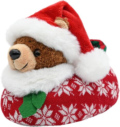 Onmygogo Fuzzy Animal Slippers for Toddler and Little Kids, Moose Giraffe Dog Slippers for Boys Girls in Kuwait