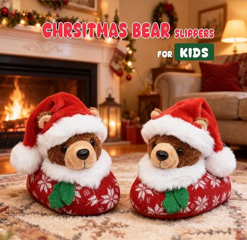 Onmygogo Fuzzy Animal Slippers for Toddler and Little Kids, Moose Giraffe Dog Slippers for Boys Girls in Kuwait