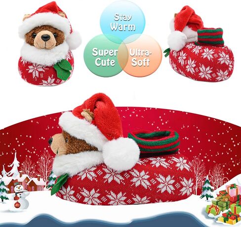 Onmygogo Fuzzy Animal Slippers for Toddler and Little Kids, Moose Giraffe Dog Slippers for Boys Girls in Kuwait