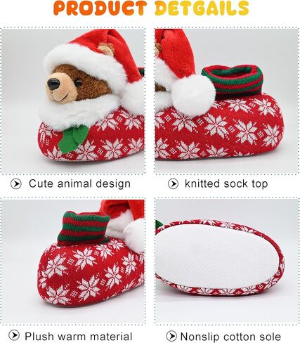 Onmygogo Fuzzy Animal Slippers for Toddler and Little Kids, Moose Giraffe Dog Slippers for Boys Girls in Kuwait