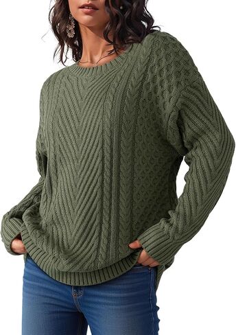 Dokotoo Women's Sweaters Casual Long Sleeve Oversized Sweater Fall Cable Knit Chunky Pullover Jumper Tops in Saudi Arabia