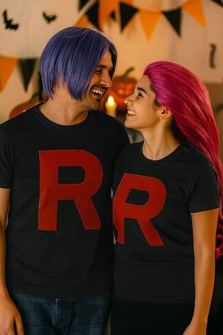 Tstars Team Rocket Costume Shirt - R Letter Halloween T-Shirt for Men - Funny Anime Tee in Saudi Arabia