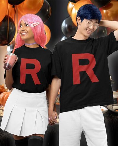 Tstars Team Rocket Costume Shirt - R Letter Halloween T-Shirt for Men - Funny Anime Tee in Saudi Arabia