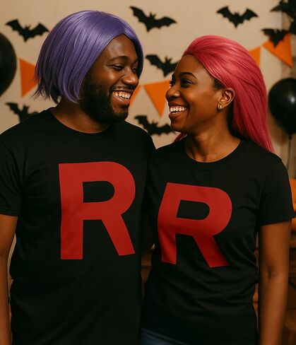 Tstars Team Rocket Costume Shirt - R Letter Halloween T-Shirt for Men - Funny Anime Tee in Saudi Arabia