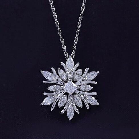 THE JEWEL ZONE White Cubic Zirconia Snowflake Pendant Necklace in 14k Gold Over Sterling Silver in Saudi Arabia