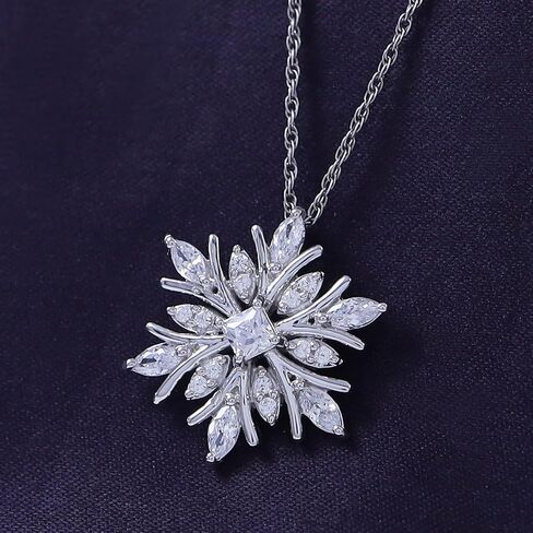 THE JEWEL ZONE White Cubic Zirconia Snowflake Pendant Necklace in 14k Gold Over Sterling Silver in Saudi Arabia