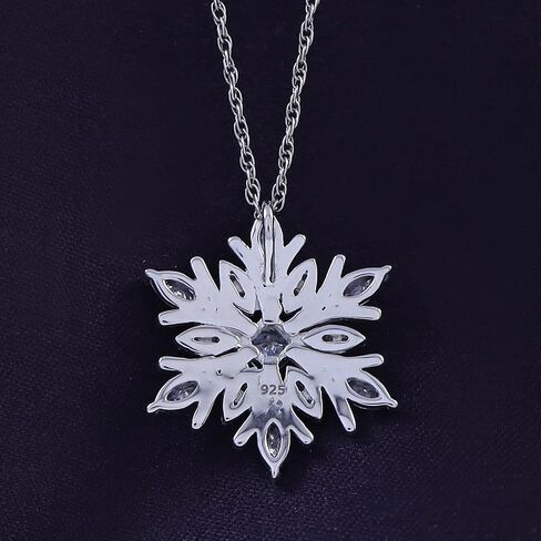 THE JEWEL ZONE White Cubic Zirconia Snowflake Pendant Necklace in 14k Gold Over Sterling Silver in Saudi Arabia