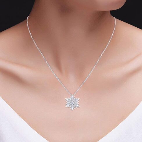 THE JEWEL ZONE White Cubic Zirconia Snowflake Pendant Necklace in 14k Gold Over Sterling Silver in Saudi Arabia