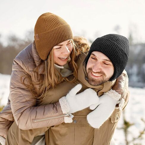 OZERO Winter Beanies Hats Men: Beanie with Ear Flaps Outdoor Thermal Knitted Hat - Warm Ski Stocking Polar Fleece Cuffed Cap in Kuwait