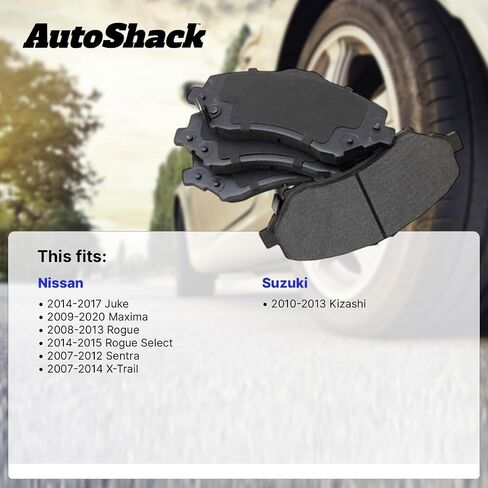 AutoShack Front Ceramic Brake Pad Set | Replacement for 2008-2013 Nissan Rogue 2007-2012 Nissan Sentra | 4-PC in Saudi Arabia