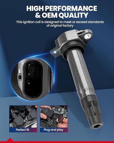 OEM Performance Set of 4 UF651 Ignition Coils & Double Iridium Spark Plug Compatible with Hyundai Elantra Elantra GT Tucson Elantra Coupe Kia Soul Forte Hyundai Forte5 Forte Koup in Saudi Arabia