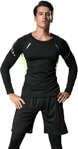 3 PCS Men's Compression Set - Workout Long Sleeve Top & Pants with running Shorts | Moisture-Wicking Gym Bundle in Saudi Arabia